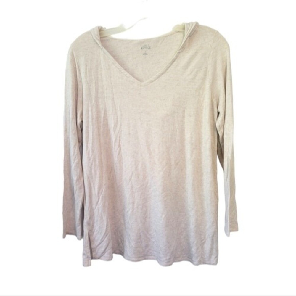 Market & Spruce Cream Oatmeal Jersey Knit Pullover Hoodie Size Large